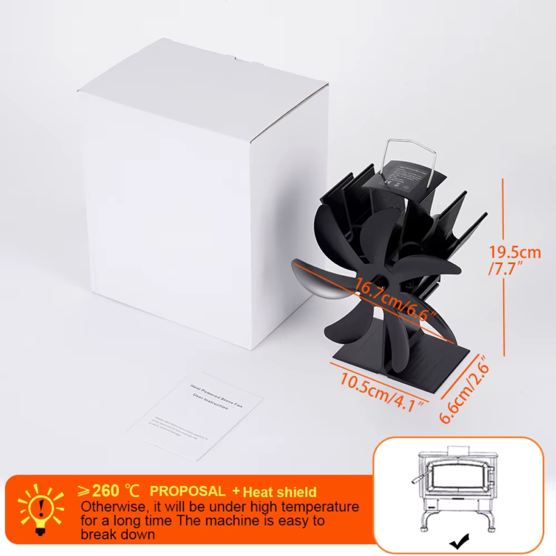 7-Blade Thermal Fireplace Fan